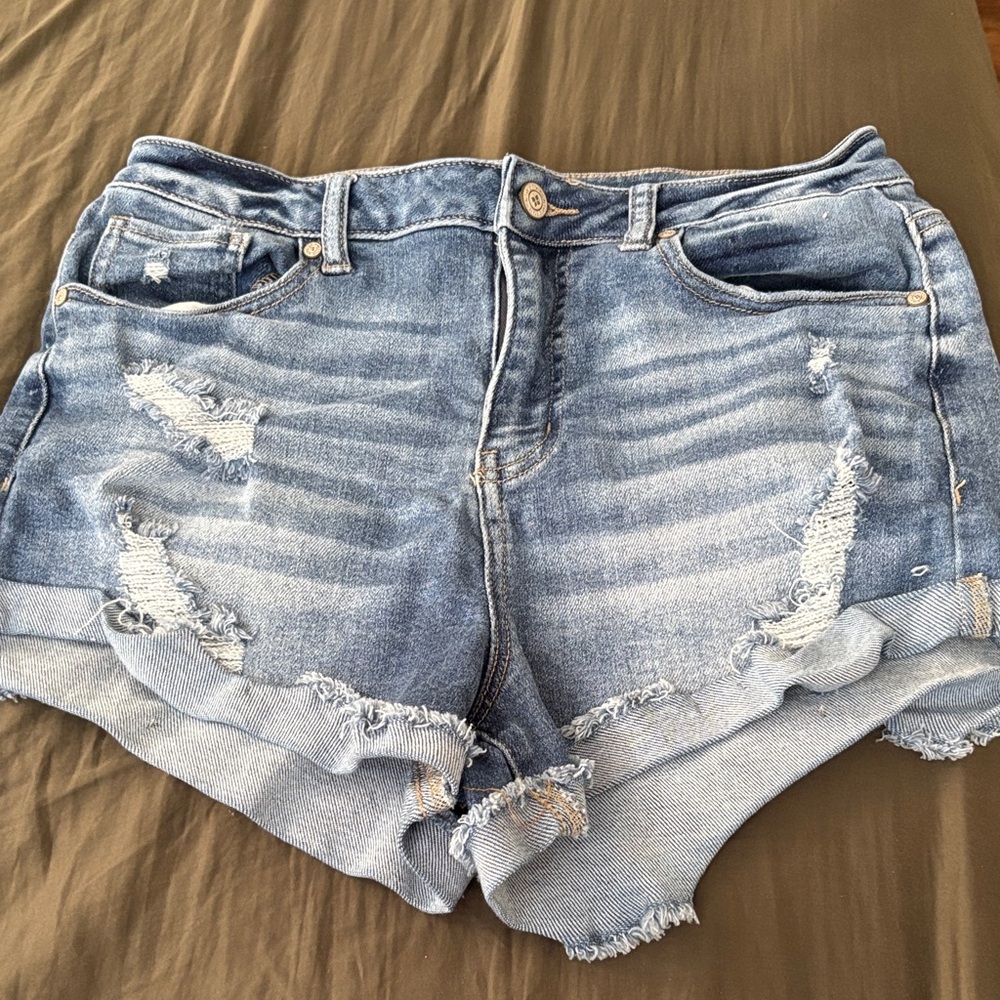 Altar'd State Light Wash Distressed Denim Shorts
